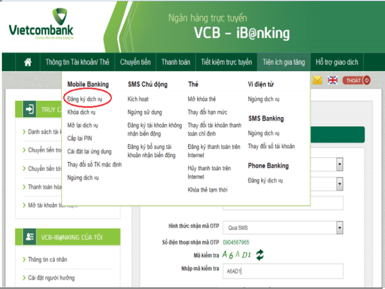 Hướng dẫn đăng ký bankplus vietcombank