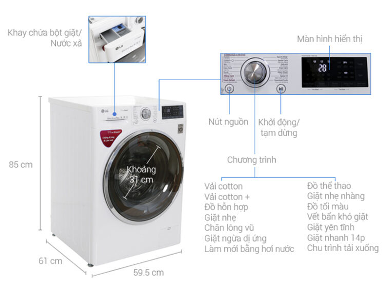 Hướng dẫn sử dụng máy giặt lg cửa ngang 9kg